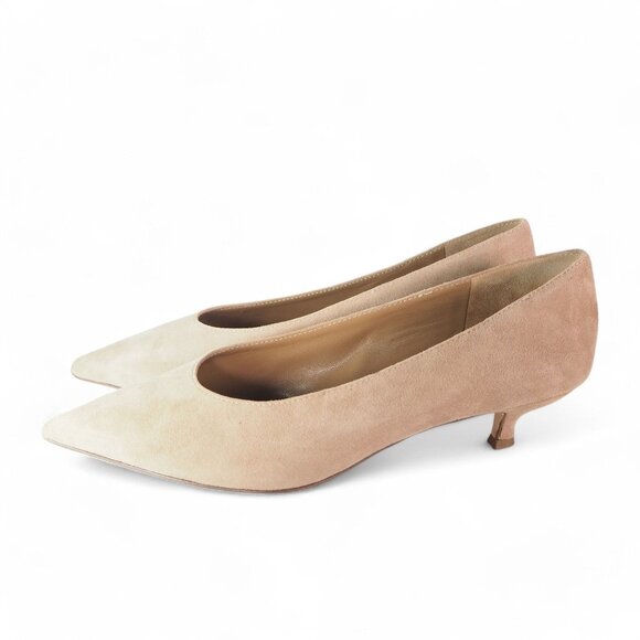 Kate Spade Dale Suede Pointed Toe Low Heel Pumps Cashmere Kid Beige Women's 8M - Picture 2 of 12